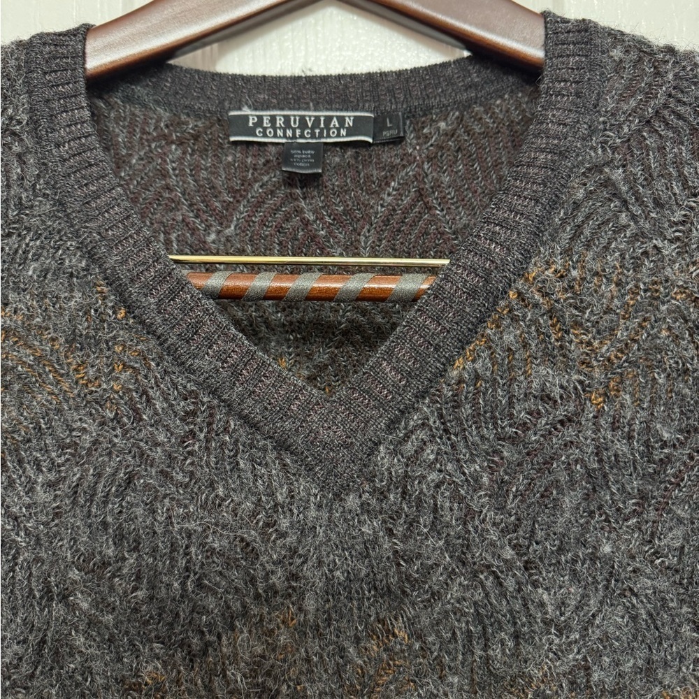 Peruvian Connection Alpaca Wool Sweater Vest V-Neck Size L Peru - Picture 2 of 7